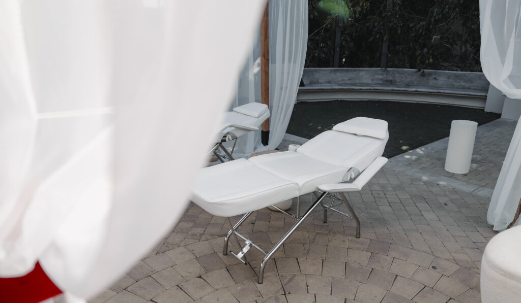 empty massage table outside